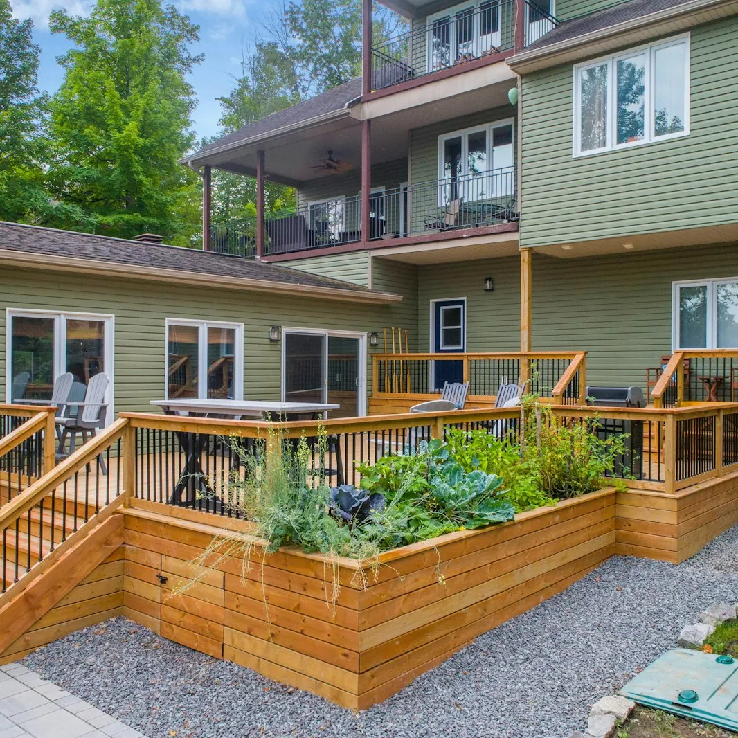 A newly built backyard deck